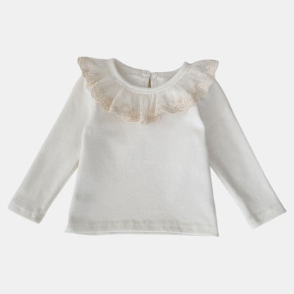 Fiora Lace Cotton Top, Ivory (3m-3yrs)