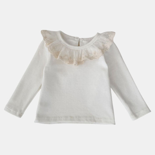 Fiora Lace Cotton Top, Ivory (3m-3yrs)