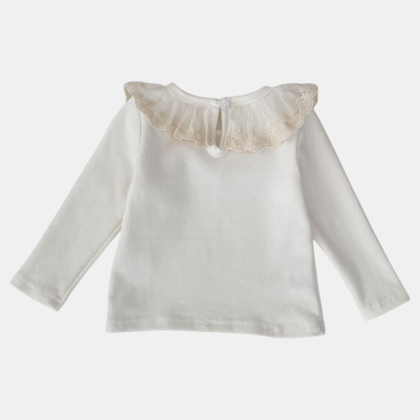 Fiora Lace Cotton Top, Ivory (3m-3yrs)