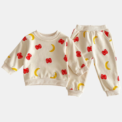 Fruity Mix Cotton Lounge Set, Cream (6m-4yrs)