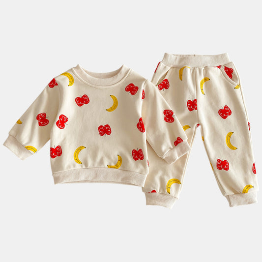 Fruity Mix Cotton Lounge Set, Cream (6m-4yrs)