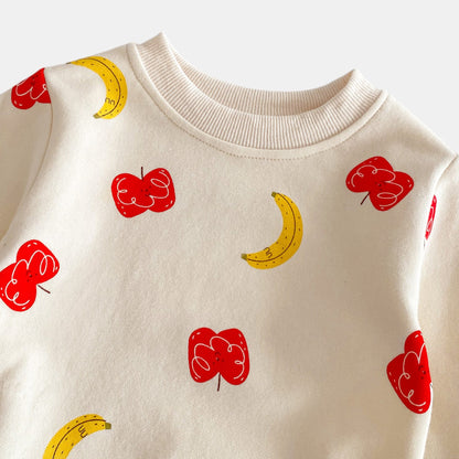 Fruity Mix Cotton Lounge Set, Cream (6m-4yrs)