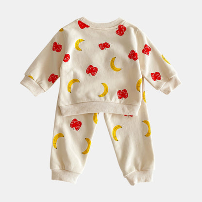 Fruity Mix Cotton Lounge Set, Cream (6m-4yrs)