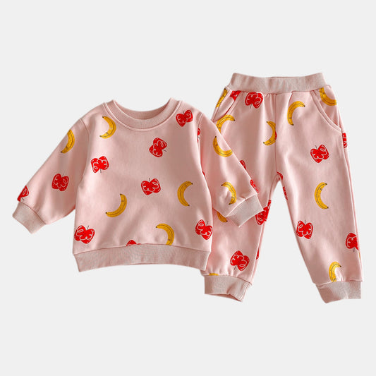 Fruity Mix Cotton Lounge Set, Pink (6m-4yrs)