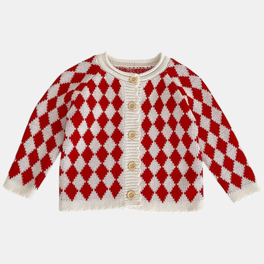 Gigi Check Cotton Knit Cardigan (3m-3yrs)