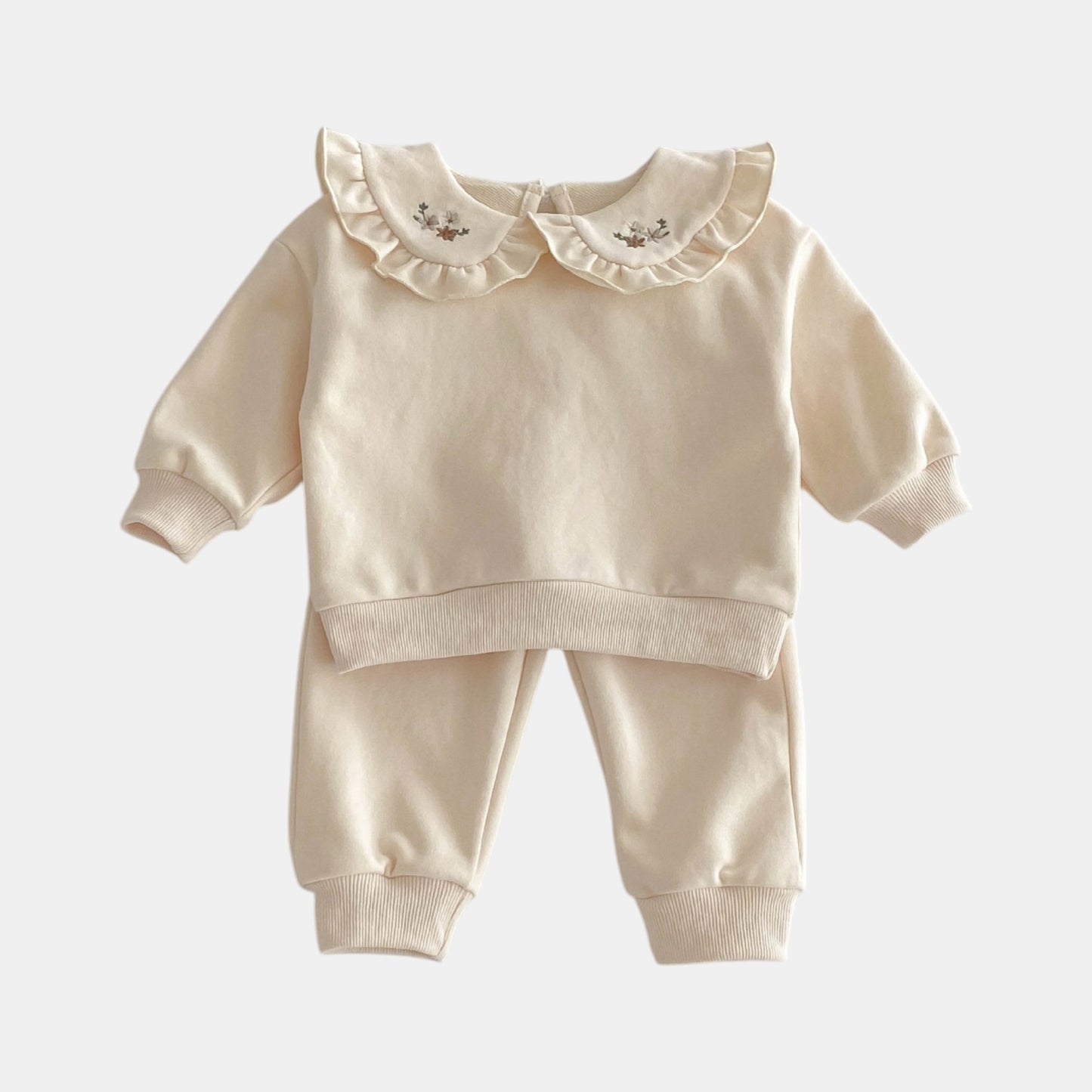 Hana Ruffle Cotton Lounge Set, Cream (6m-4yrs)