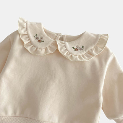 Hana Ruffle Cotton Lounge Set, Cream (6m-4yrs)
