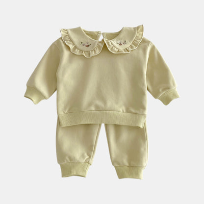 Hana Ruffle Cotton Lounge Set, Light Green (6m-4yrs)