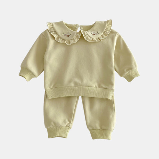 Hana Ruffle Cotton Lounge Set, Light Green (6m-4yrs)