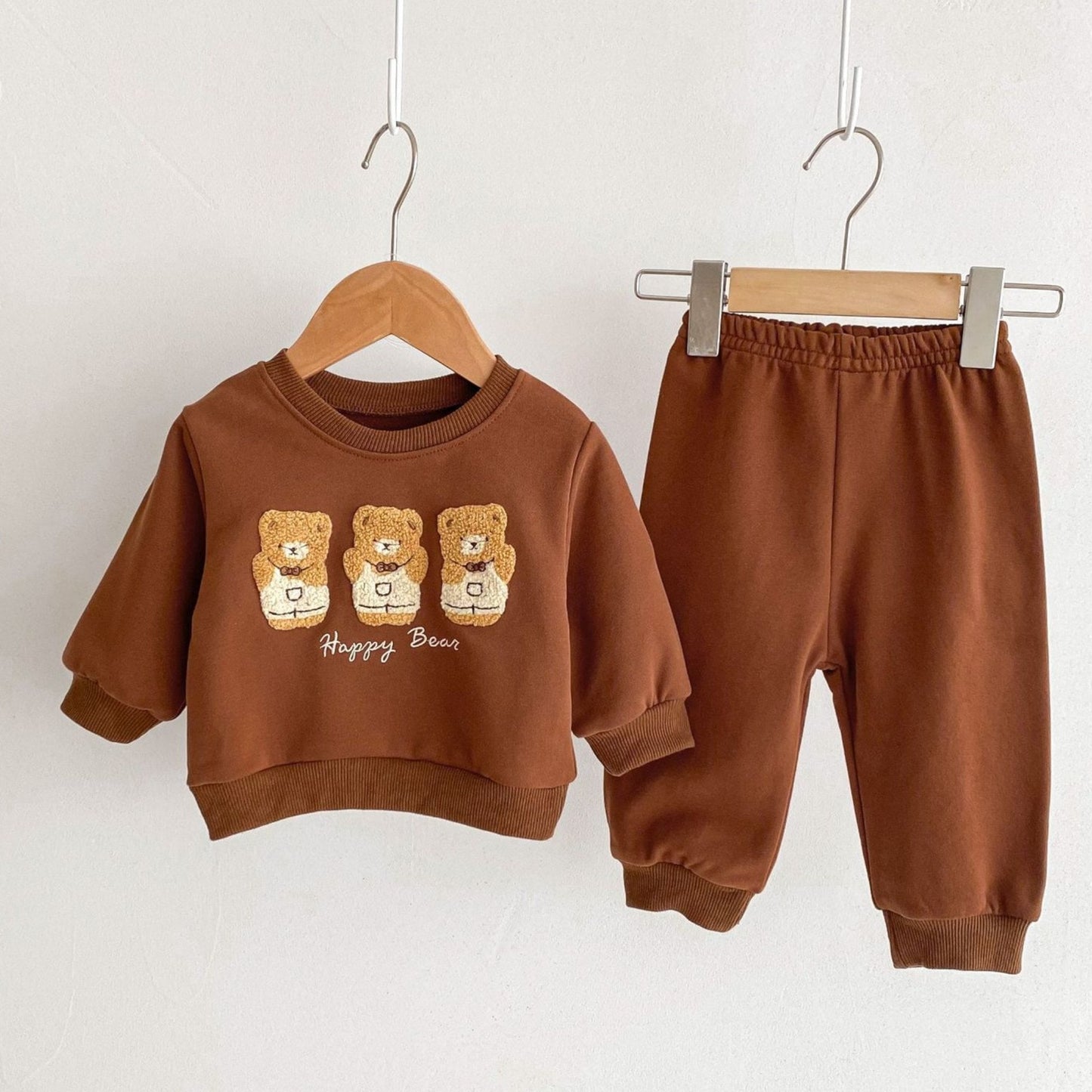 Happy Bear Cotton Lounge Set, Brown (3m-3yrs)