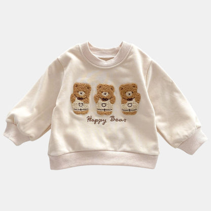 Happy Bear Cotton Lounge Set, Cream (3m-3yrs)