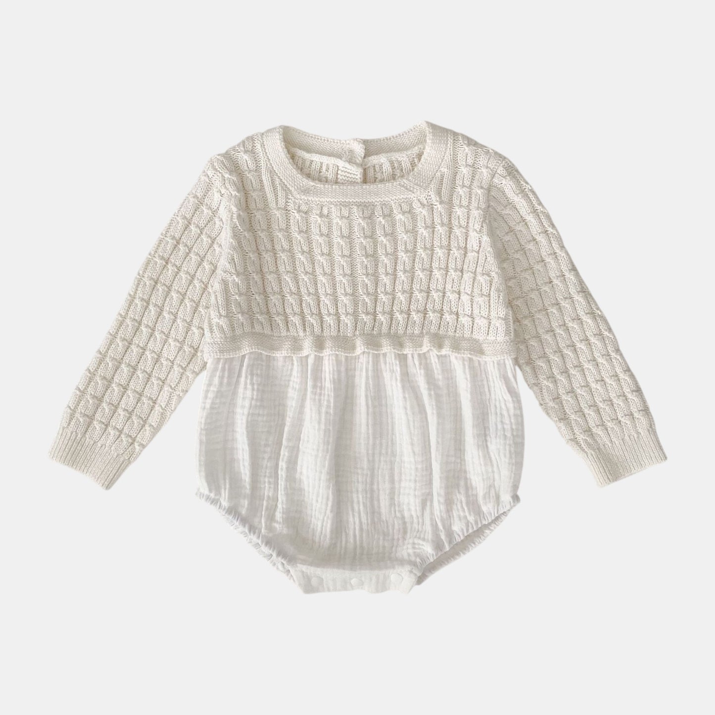 Ingrid Gauze Knit Romper - Milk White (3m-24m)