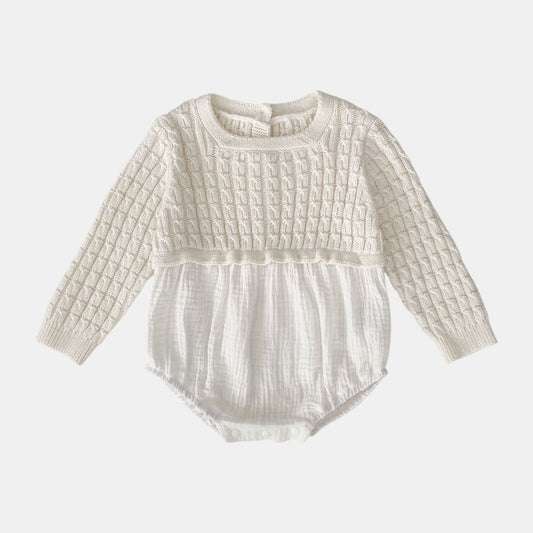 Ingrid Gauze Knit Romper - Milk White (3m-24m)