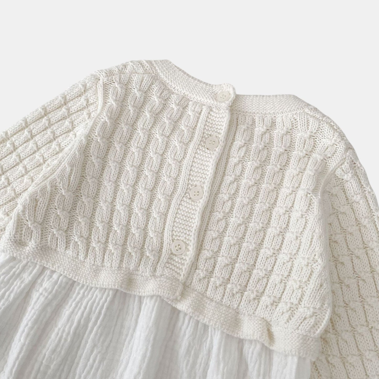 Ingrid Gauze Knit Romper - Milk White (3m-24m)