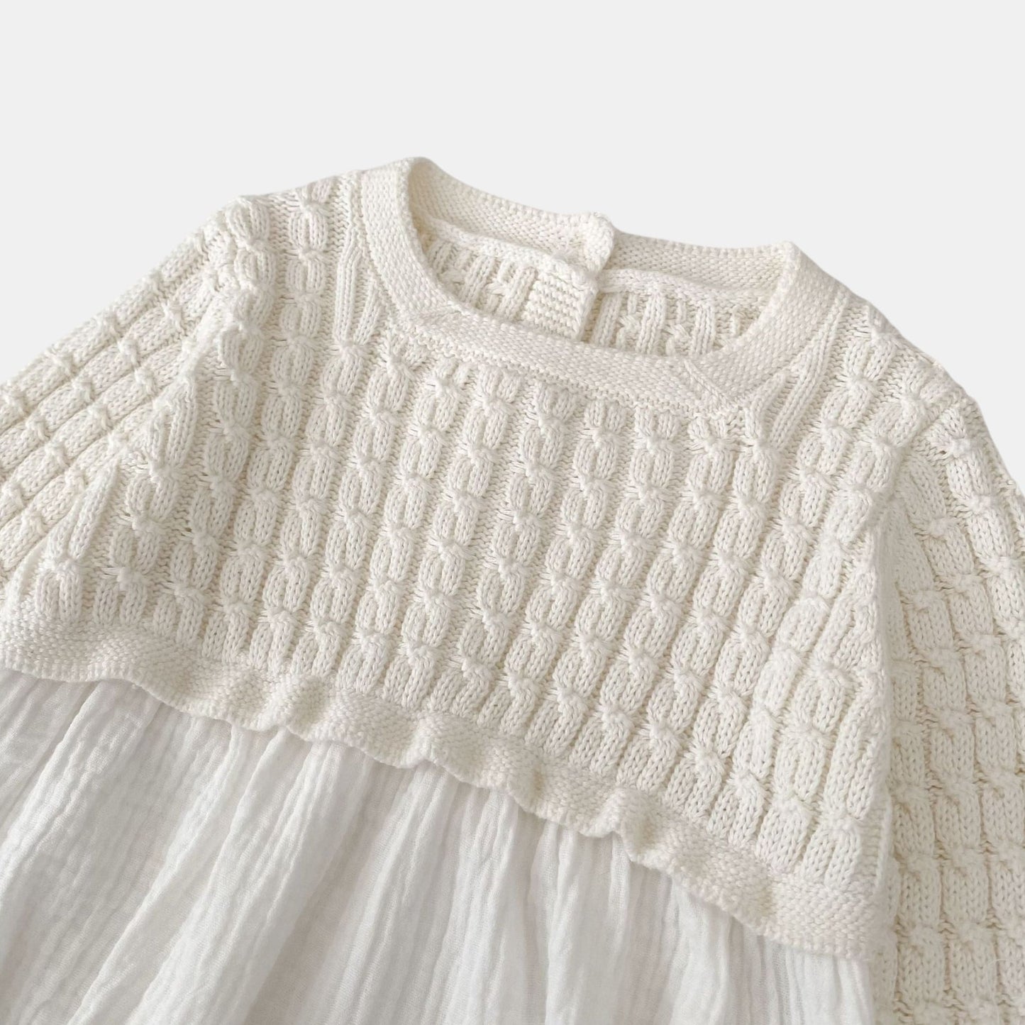 Ingrid Gauze Knit Romper - Milk White (3m-24m)