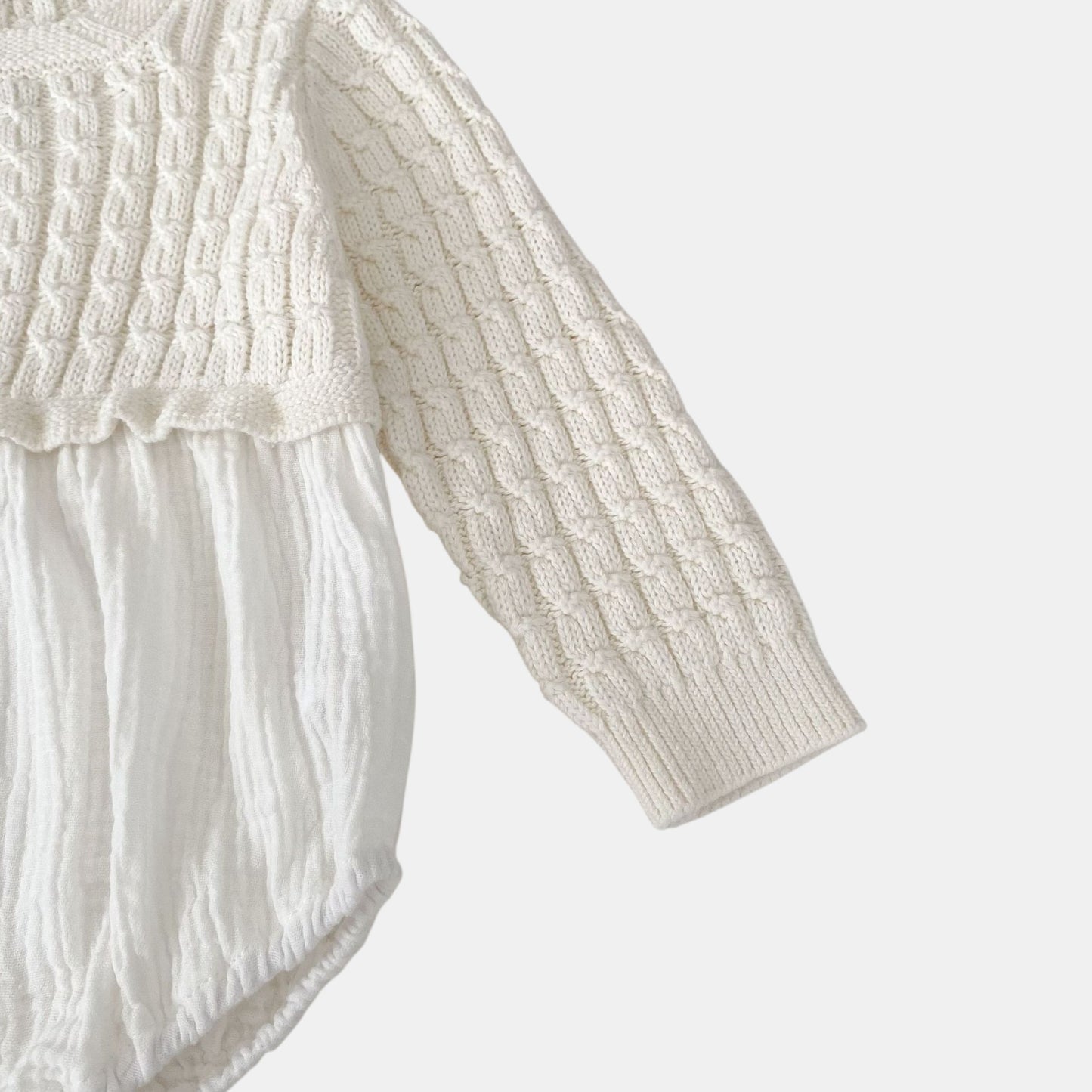 Ingrid Gauze Knit Romper - Milk White (3m-24m)