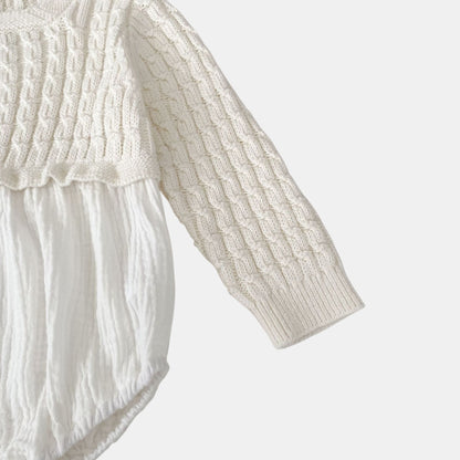 Ingrid Gauze Knit Romper - Milk White (3m-24m)