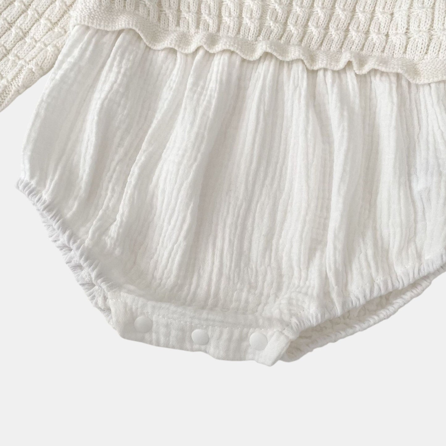 Ingrid Gauze Knit Romper - Milk White (3m-24m)