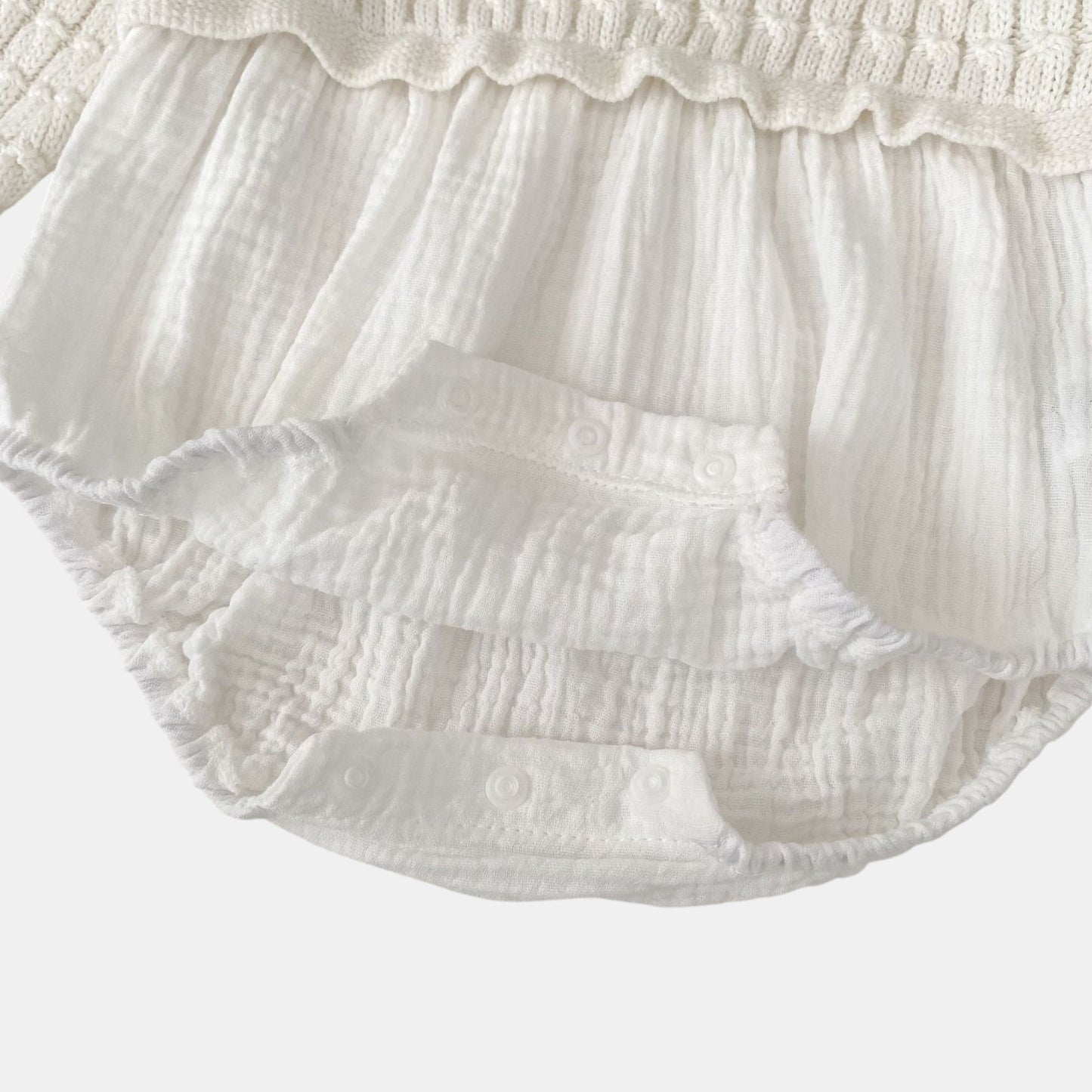 Ingrid Gauze Knit Romper - Milk White (3m-24m)