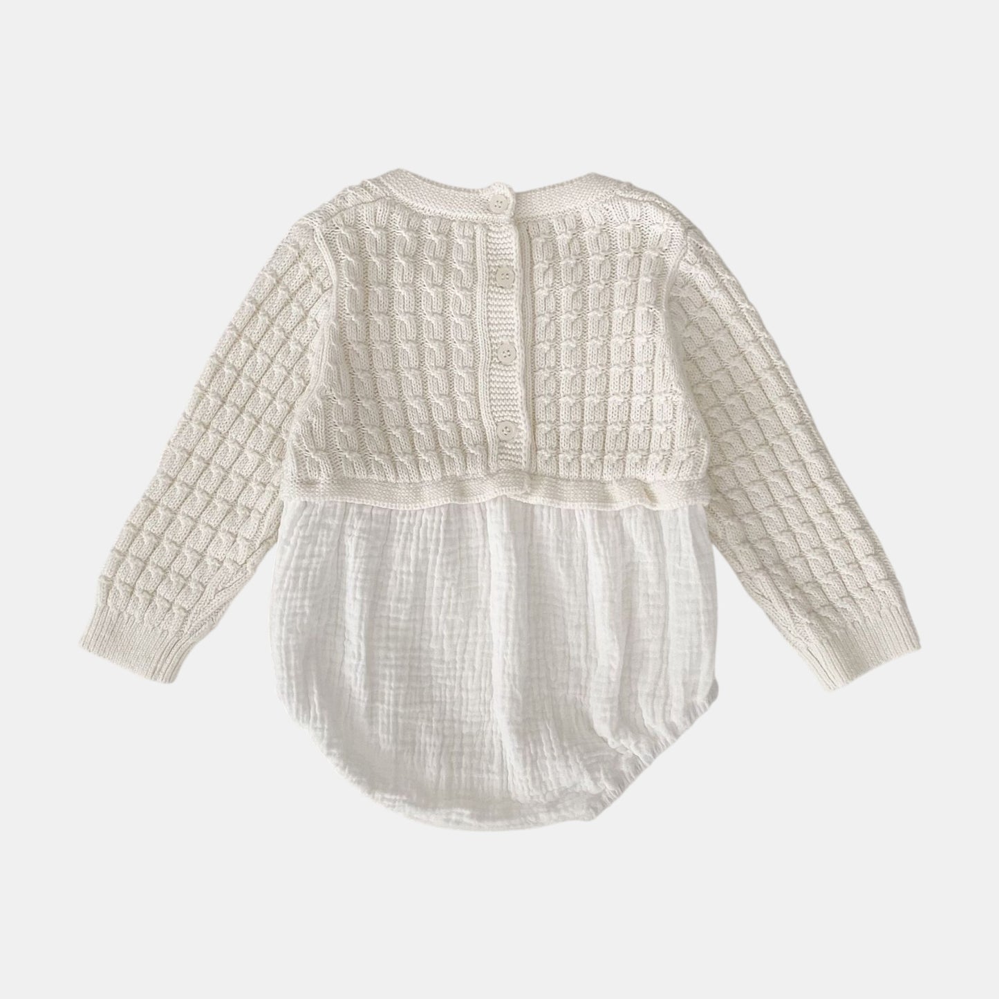 Ingrid Gauze Knit Romper - Milk White (3m-24m)