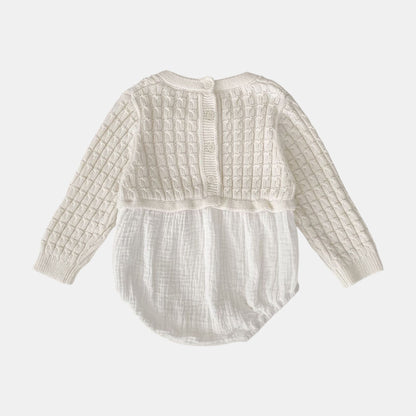Ingrid Gauze Knit Romper - Milk White (3m-24m)