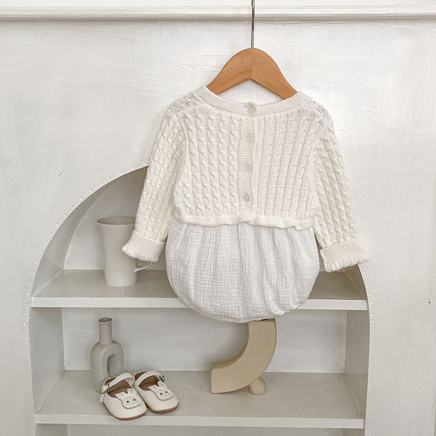 Ingrid Gauze Knit Romper - Milk White (3m-24m)