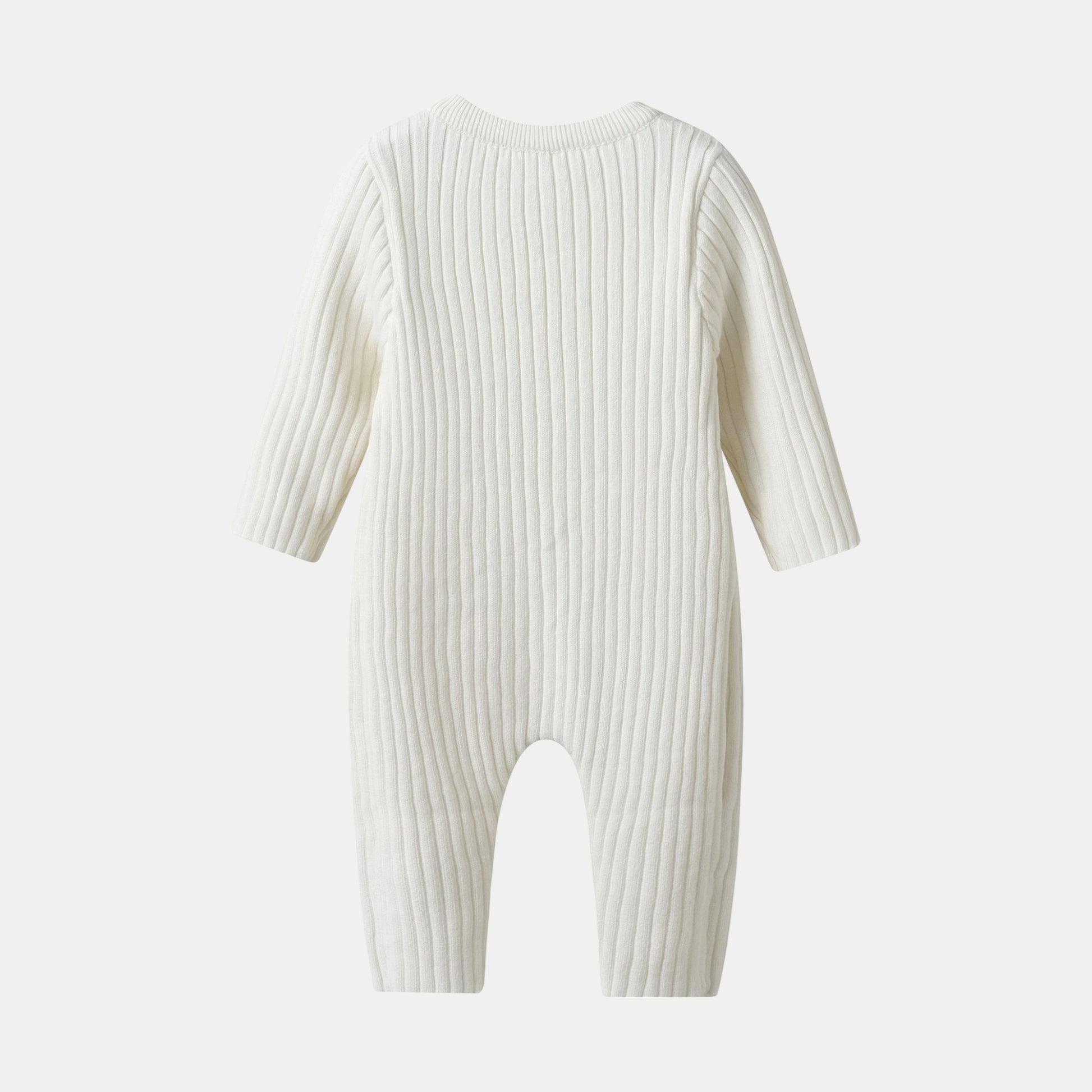 Ivory Knitted Cotton Baby Jumpsuit - Back - Bambisserie