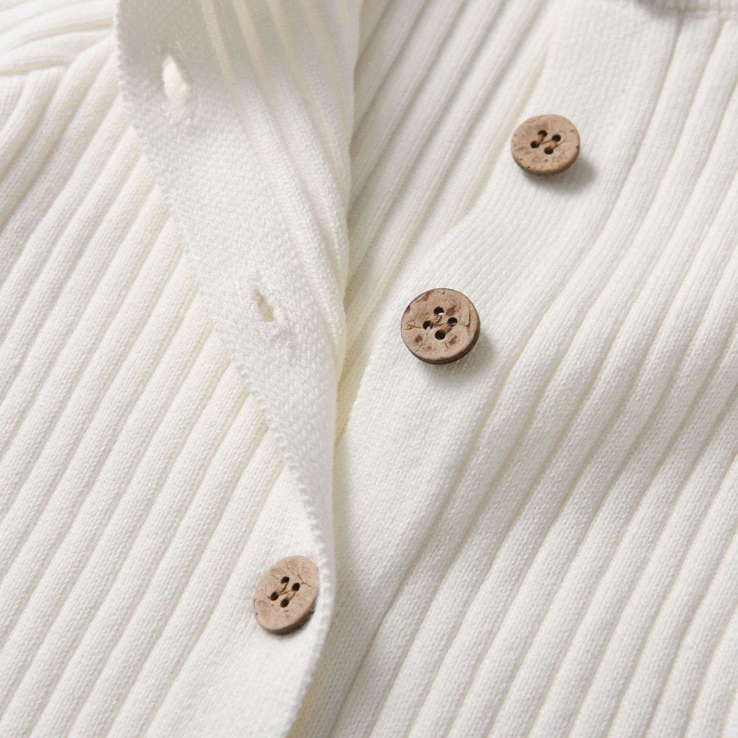 Ivory Knitted Cotton Baby Jumpsuit - Button Detail - Bambisserie