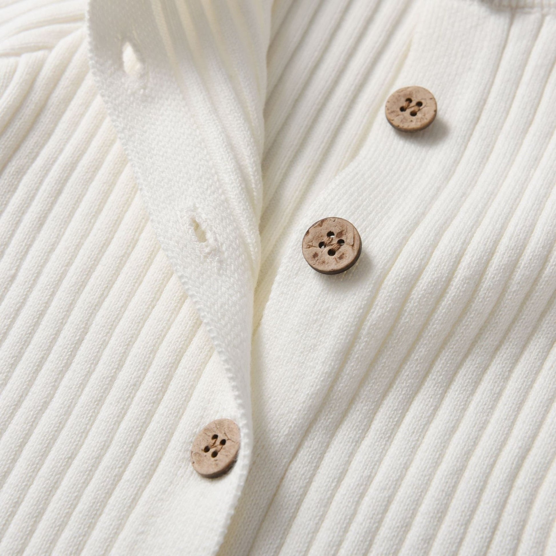 Ivory Knitted Cotton Baby Jumpsuit - Button Detail - Bambisserie