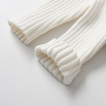 Ivory Knitted Cotton Baby Jumpsuit - Leg Detail Folded - Bambisserie