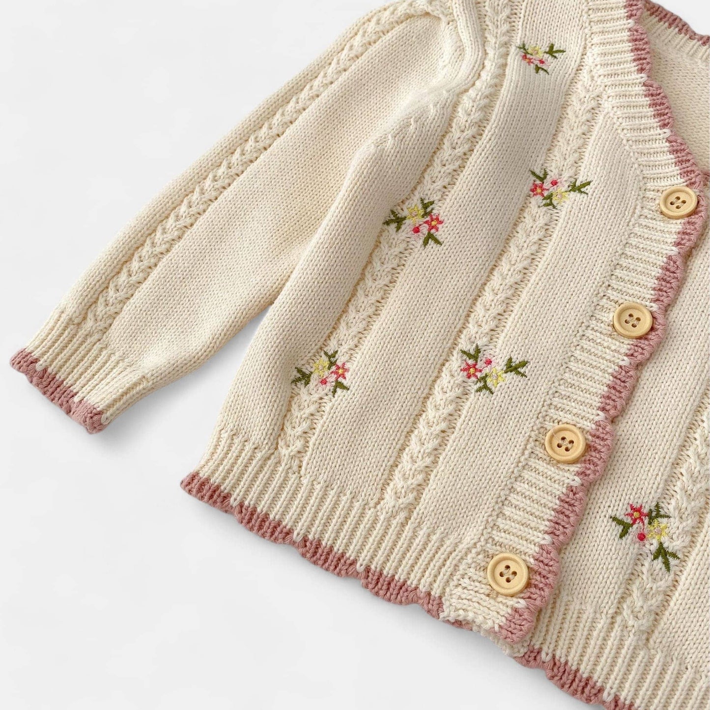Juliette Blush Cotton Knit Cardigan (3m-3yrs)