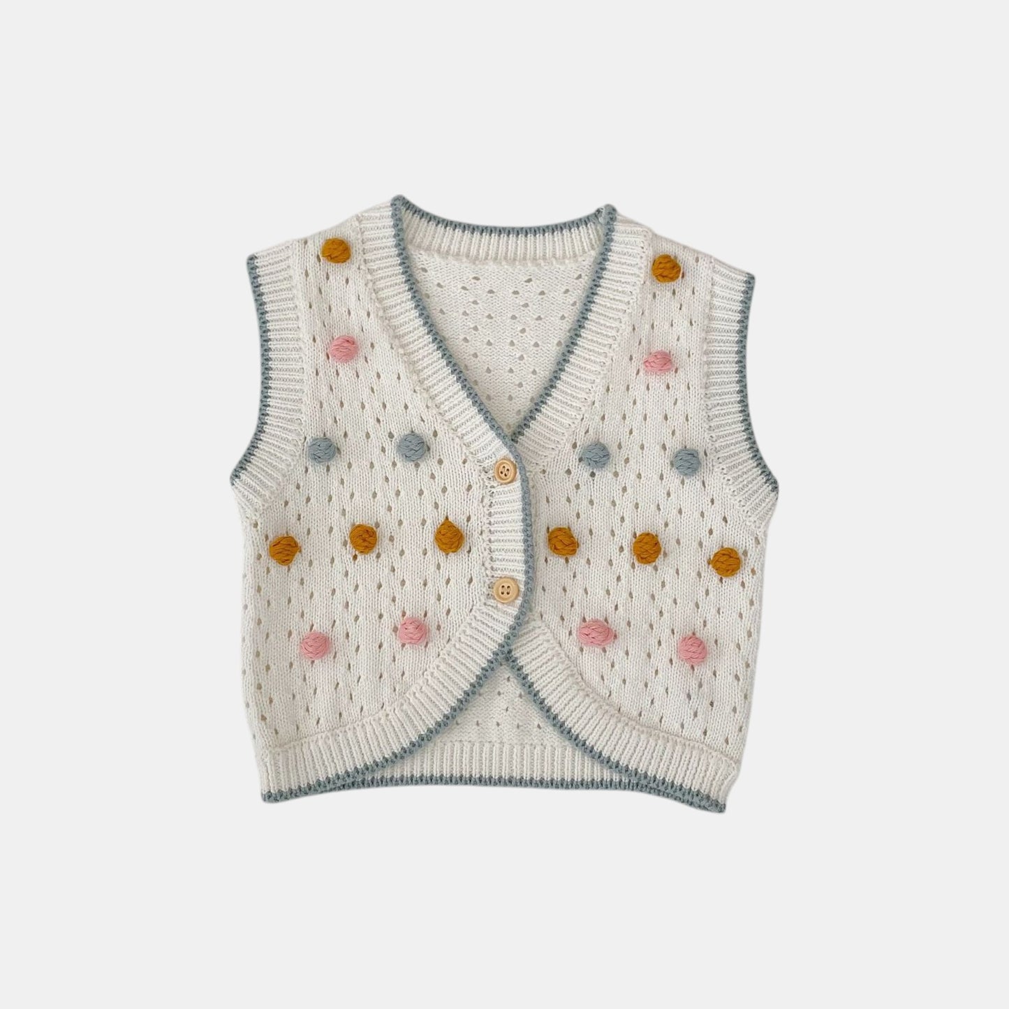 Junia Pom Cotton Knit Vest (3m-3yrs)