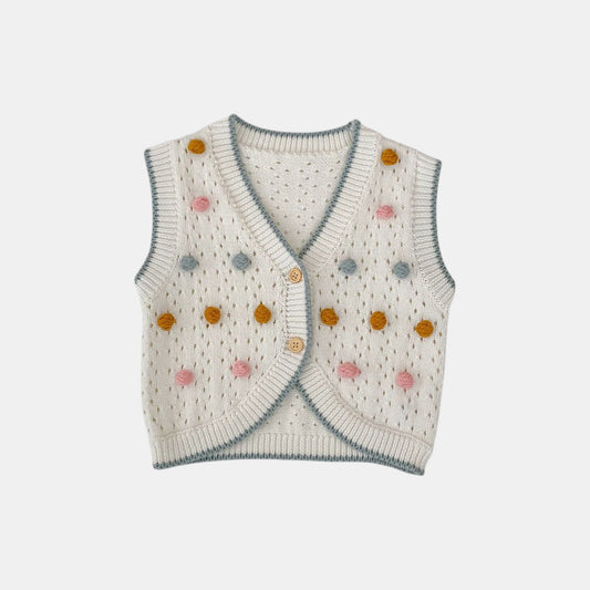 Junia Pom Cotton Knit Vest (3m-3yrs)