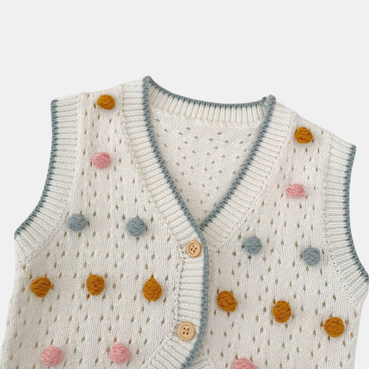 Junia Pom Cotton Knit Vest (3m-3yrs)
