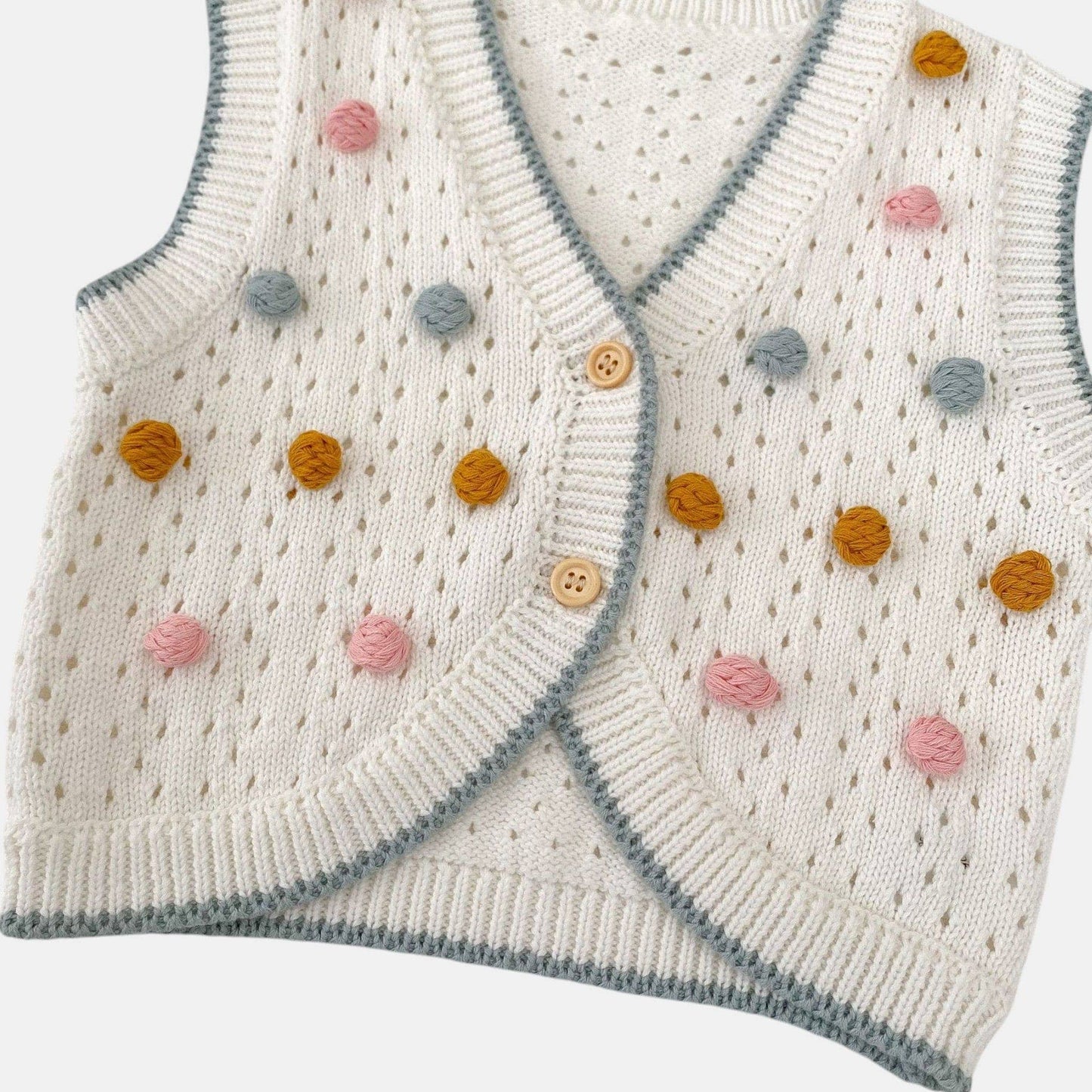 Junia Pom Cotton Knit Vest (3m-3yrs)