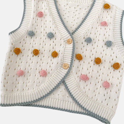 Junia Pom Cotton Knit Vest (3m-3yrs)
