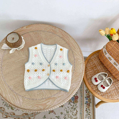 Junia Pom Cotton Knit Vest (3m-3yrs)