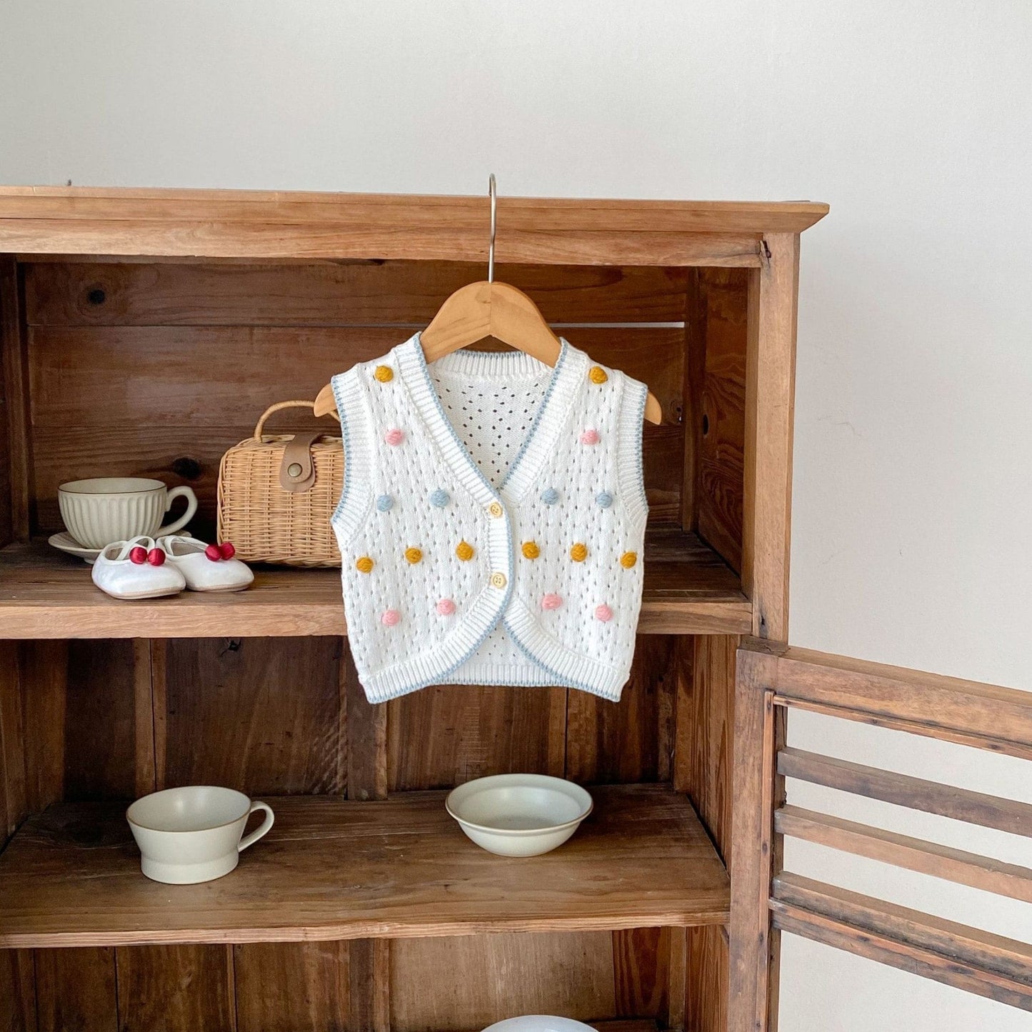 Junia Pom Cotton Knit Vest (3m-3yrs)