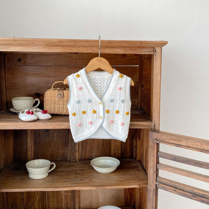 Junia Pom Cotton Knit Vest (3m-3yrs)