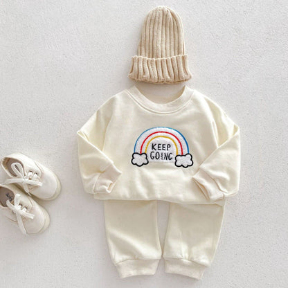 Keep Going Cotton Lounge Set, Cream (3m-3yrs)
