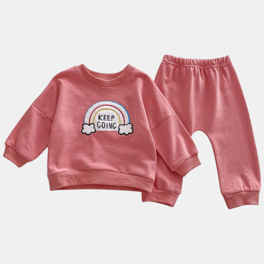 Keep Going Cotton Lounge Set, Pink (3m-3yrs)