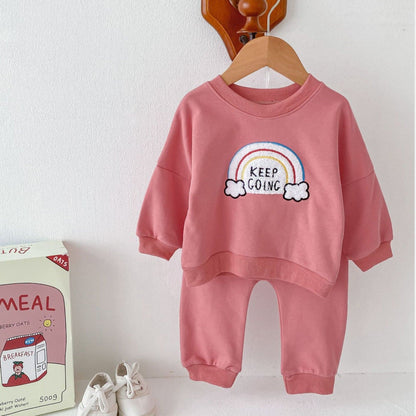 Keep Going Cotton Lounge Set, Pink (3m-3yrs)