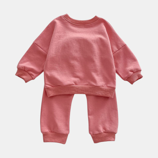Keep Going Cotton Lounge Set, Pink (3m-3yrs)