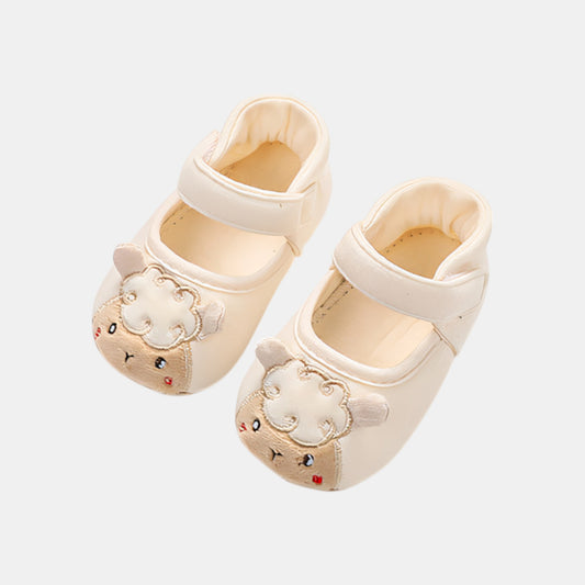 Lamb Embroidered Baby Shoes, Cream (11-13cm)