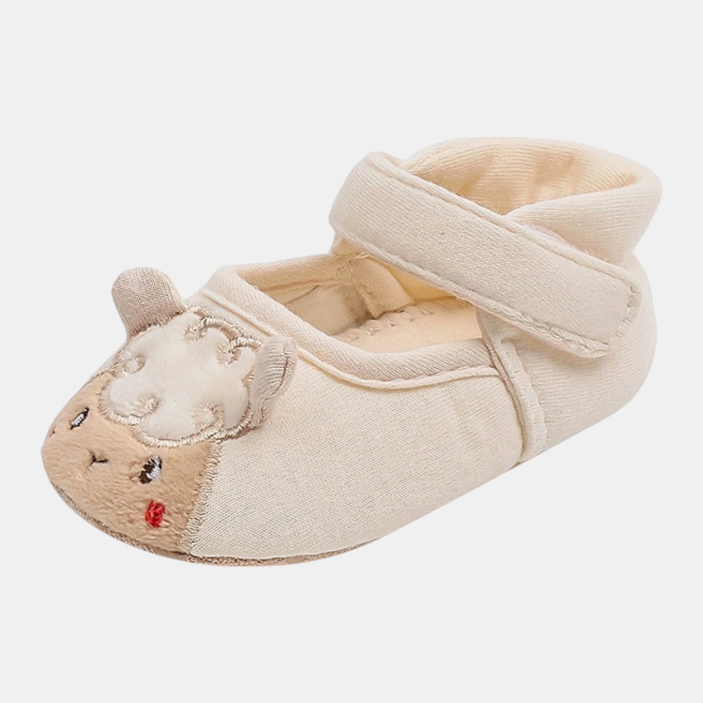 Lamb Embroidered Baby Shoes, Cream (11-13cm)