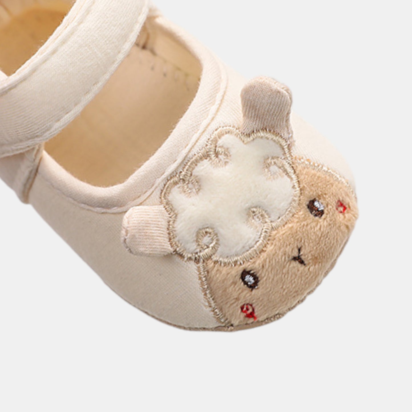 Lamb Embroidered Baby Shoes, Cream (11-13cm)
