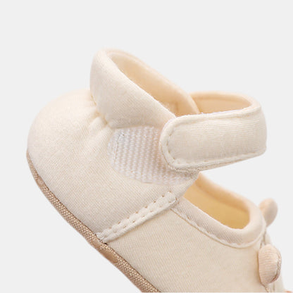 Lamb Embroidered Baby Shoes, Cream (11-13cm)