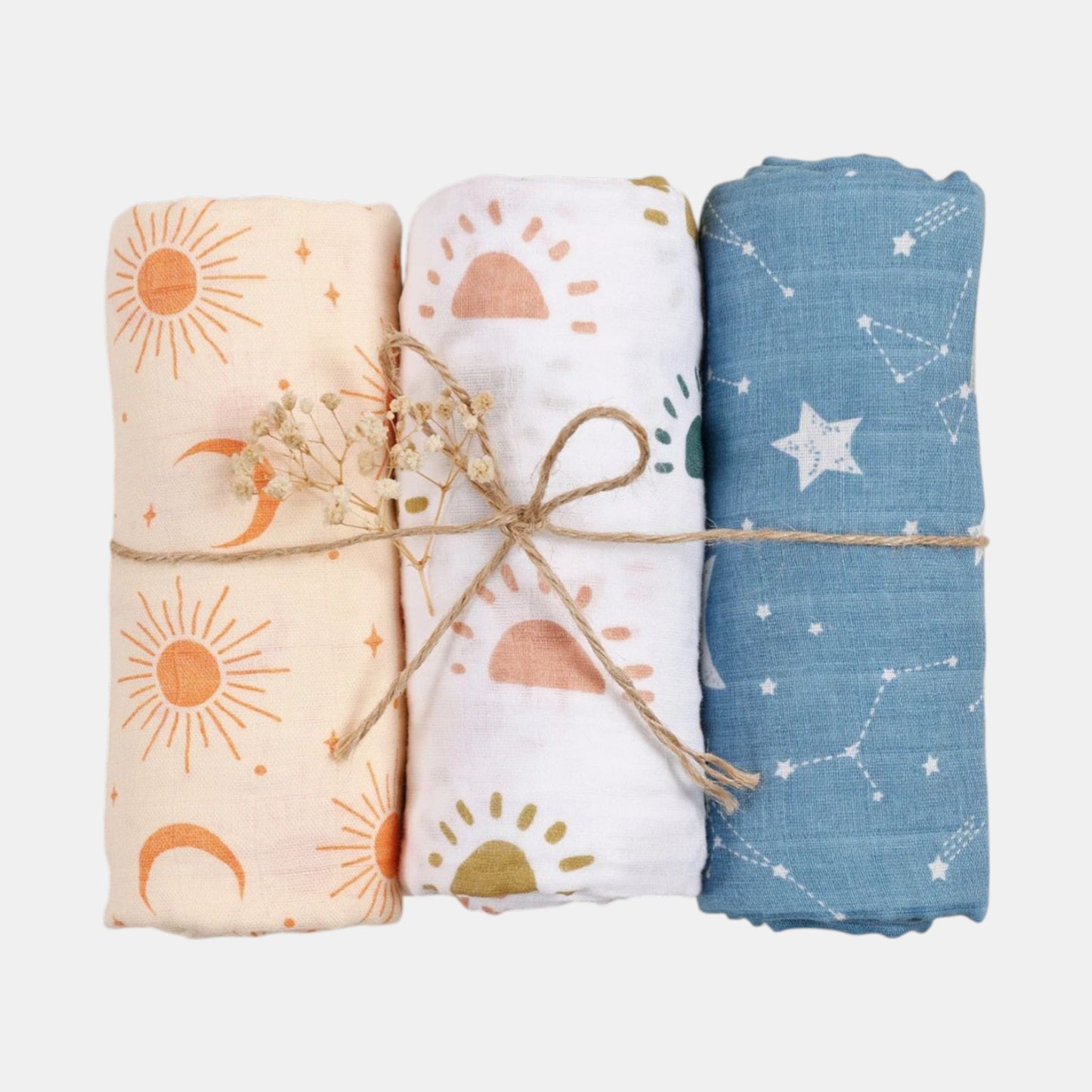 Large Cotton Muslin Baby Swaddle Blanket Set - Celestial Dreams (3 Pack)