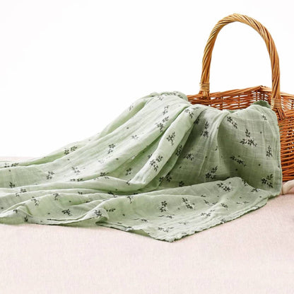 Large Cotton Muslin Baby Swaddle Blanket Set - Meadow Blooms (3 Pack)