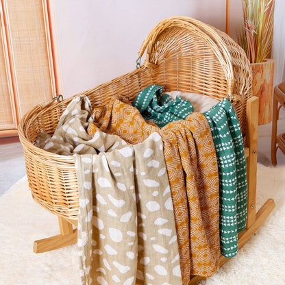 Large Cotton Muslin Baby Swaddle Blanket Set - Urban Boho (3 Pack)